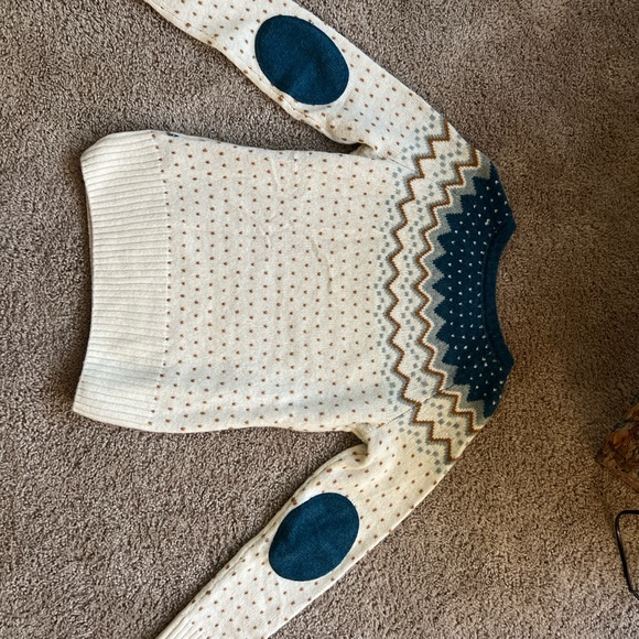 Fjällraven Women's Cream and Blue Patterned Wool Sweater - Picture 2 of 7